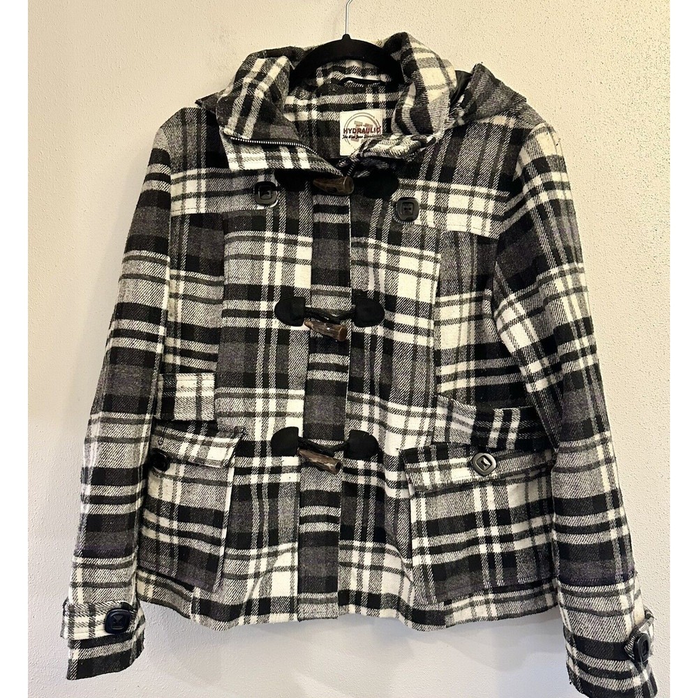 Hydraulic Women's Short Pea Coat, Size XL Detachable Hood